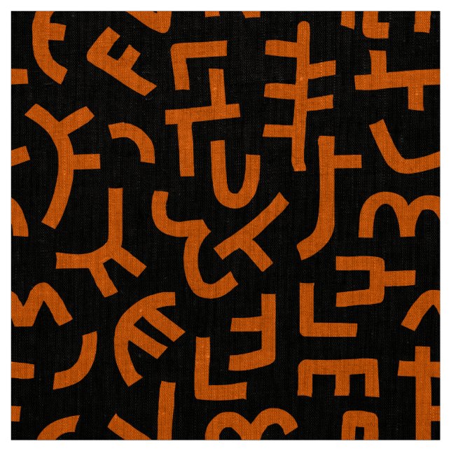 Kuba Style Pattern 121019 - Orange on Black Stoff (Muster)