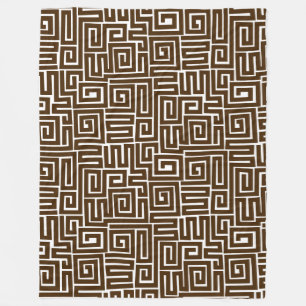 Kuba Style Pattern 280922 - Dunkelbraun auf Weiß Fleecedecke