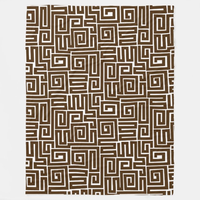 Kuba Style Pattern 280922 - Dunkelbraun auf Weiß Fleecedecke (Vorderseite)