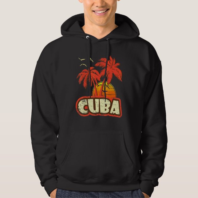 Kuba Summer Palm Trees 80er Beach Sunset Hoodie (Vorderseite)