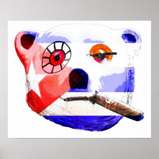 Kuba Teddy Bear mit Cigar, mit kubanischer Flagge Poster