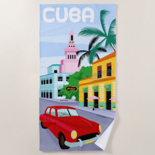 Kuba Travel Poster Beach Handtuch