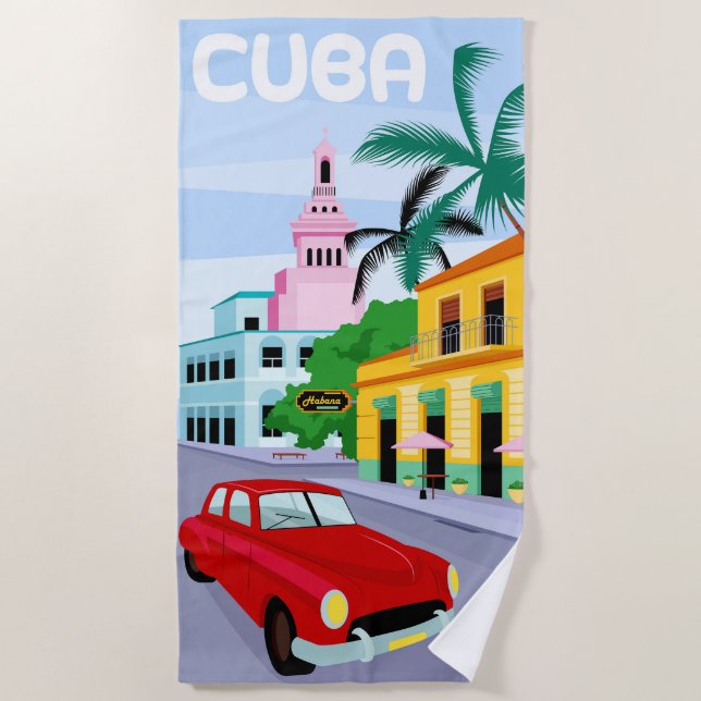 Kuba Travel Poster Beach Handtuch (Vorderseite)