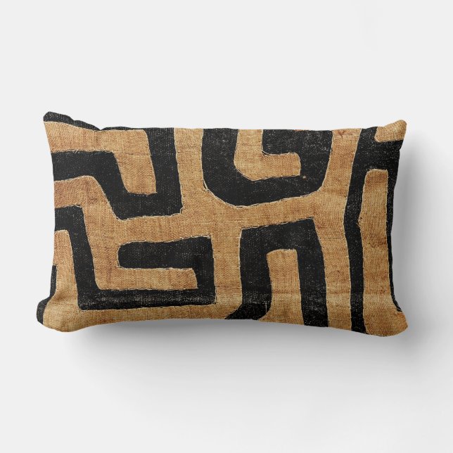 Kuba Tuch Kissen, 8/18 Lumbar Dunkler Lendenkissen (Vorderseite)