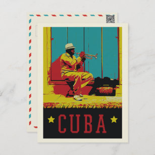 Kuba typischer karibischer Musiker Havanna Postcar Postkarte