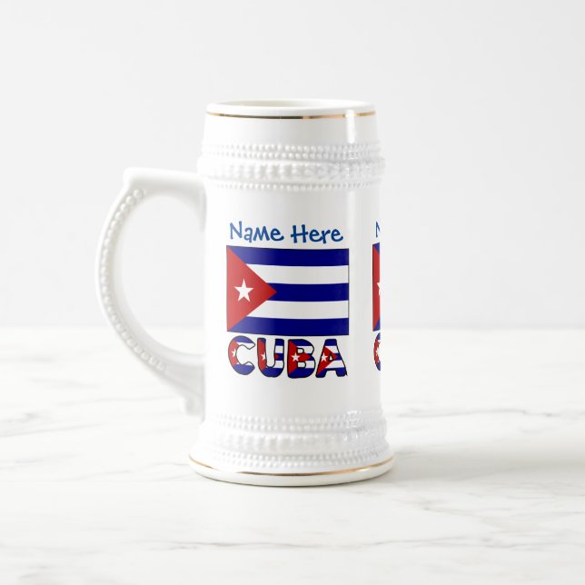 Kuba und Dark Blue Cuban Flag Personalisiert Bierglas (Links)