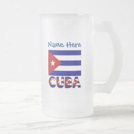 Kuba und Dark Blue Cuban Flag Personalisiert Mattglas Bierglas