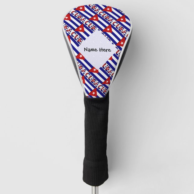 Kuba und die kubanische Flagge Dunkelblau gepolste Golf Headcover (Vorderseite)