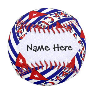 Kuba und kubanische Flagge Dunkelblau gekachelt mi Baseball