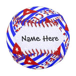 Kuba und kubanische Flagge Hellblau gekachelt mit  Baseball
