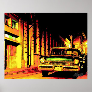KUBA VINTAGE CAR POSTER
