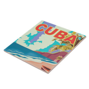 Kuba Vintage-Reiseposter Fliese
