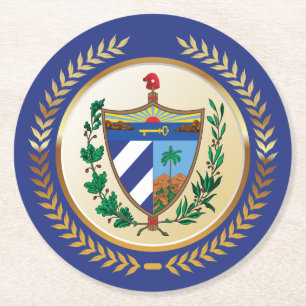 Kuba-Wappen Runder Pappuntersetzer