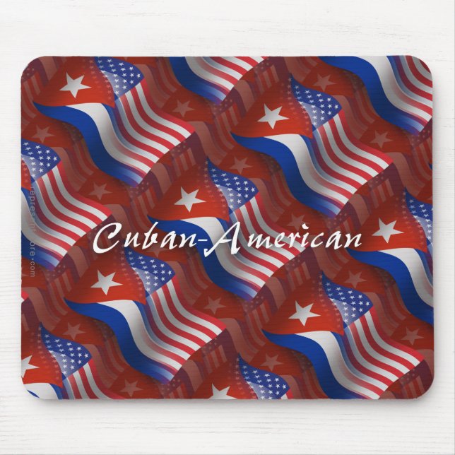 Kubaner-Amerikanische wellenartig bewegende Flagge Mousepad (Vorne)