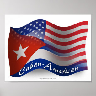 Kubanisch-Amerikanische Wave Flag Poster