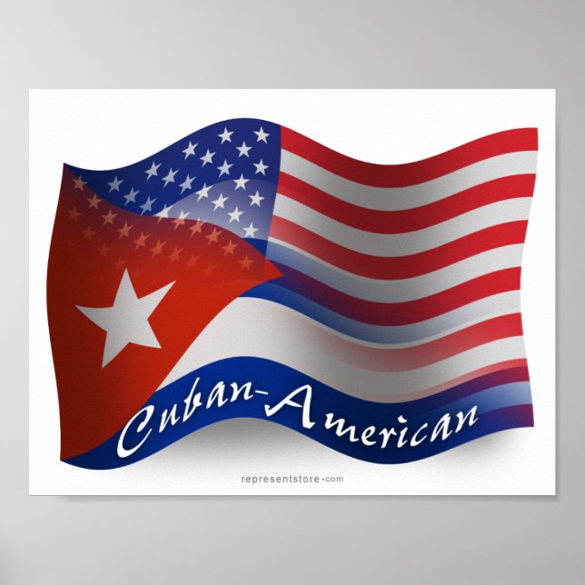 Kubanisch-Amerikanische Wave Flag Poster (Vorne)