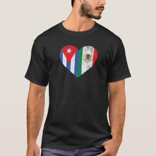 Kubanisch Mexikanische Flagge Herz Liebe Kuba Mexi T-Shirt