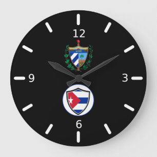 Kubanische Fahne-Wappen große Uhr