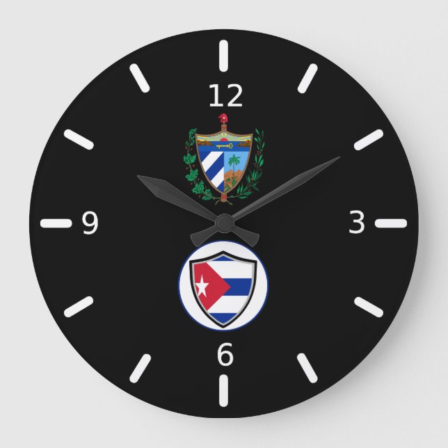 Kubanische Fahne-Wappen große Uhr (Vorderseite)
