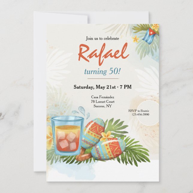 Kubanische Feier  Einladung (Vorderseite)