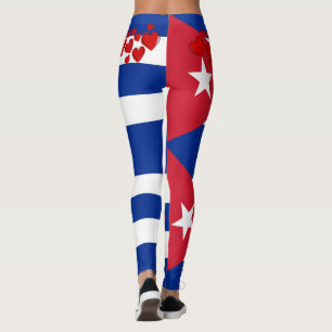 Kubanische Flagge mit roter Herzillustration Leggings
