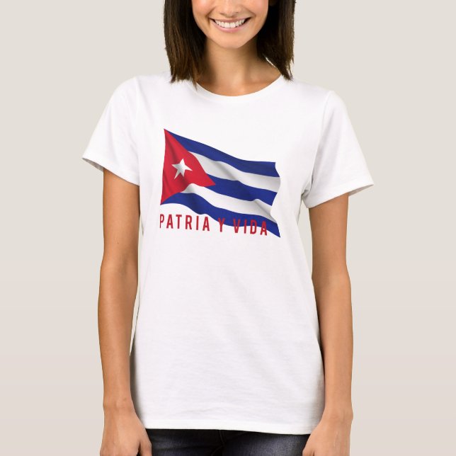Kubanische Flagge "Patria y Vida" T-Shirt (Vorderseite)