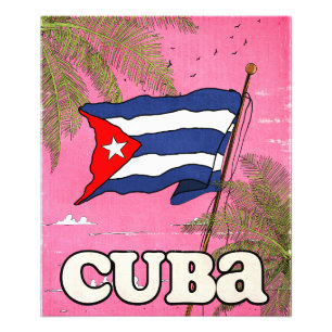 Kubanische Flagge Vintage-Reiseposter Fotodruck