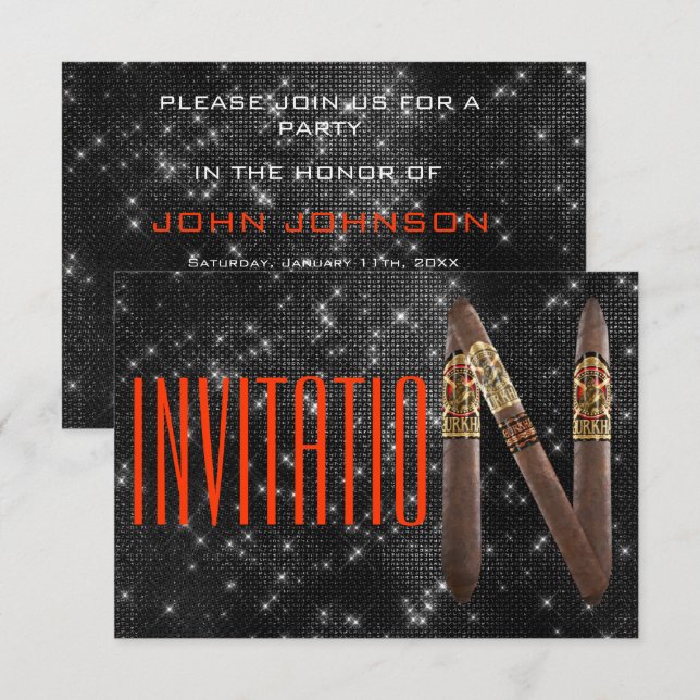 Kubanische Havanna Einladung Schwarze Funkelnd Nac (Vorne/Hinten)