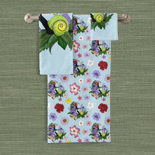 Kubanische Schnecken Lila Pilze Badhandtuch Set