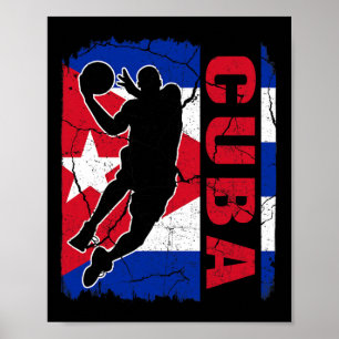 Kubanischer Basketball-Spieler Kuba Flag Basketbal Poster