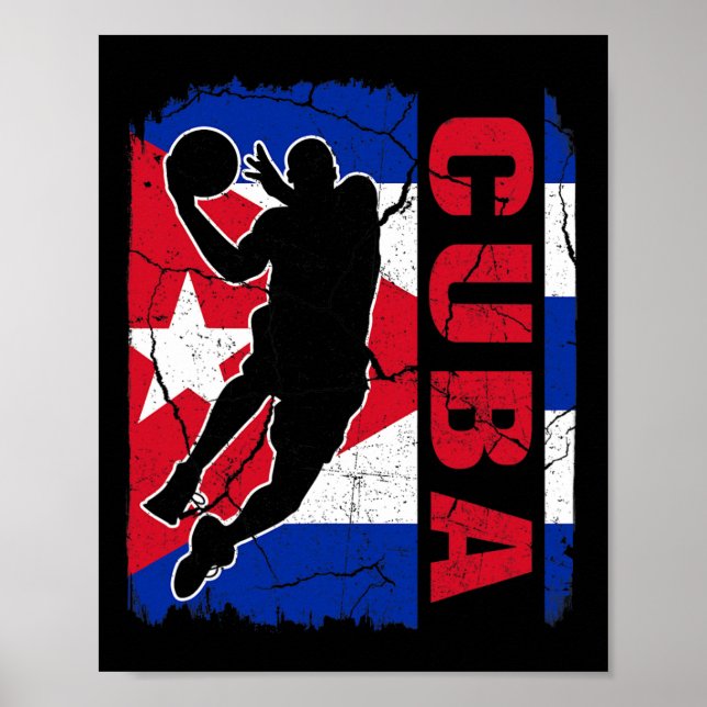 Kubanischer Basketball-Spieler Kuba Flag Basketbal Poster (Vorne)