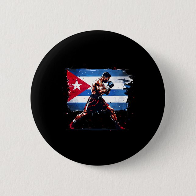Kubanischer Boxer - Pride Cuba Boxing Vintage Boxh Button (Vorderseite)