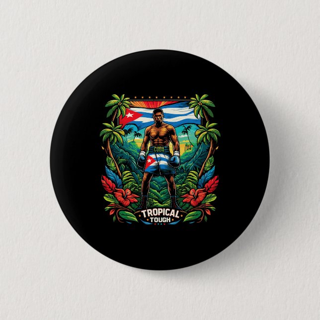 Kubanischer Boxing-Tropischer Teig Button (Vorderseite)