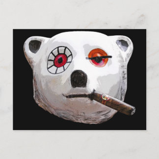 Kubanischer Teddybär mit Zigarre, schwarz Postkarte