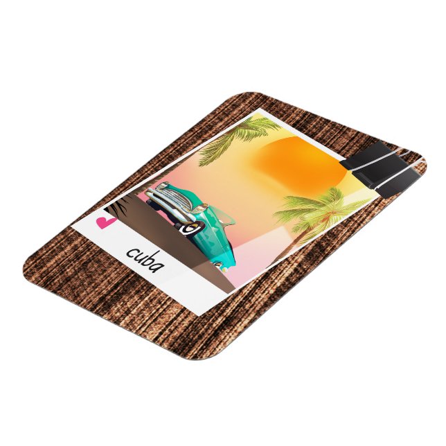 Kubanisches Oldtimer Foto Reiseplakat. Magnet (Linke Seite)