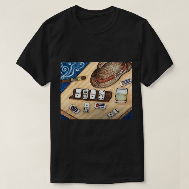 Kubanisches Shirt Kuba Dominoes Game Havana Kubani (Design vorne)