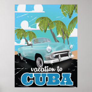 Kubanisches Vintage-Auto-Reiseposter Poster