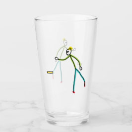 Kubb Playing Stickman Glas