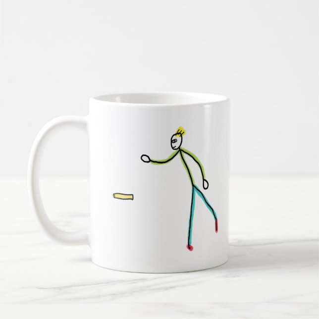 Kubb Playing Stickman Kaffeetasse (Links)