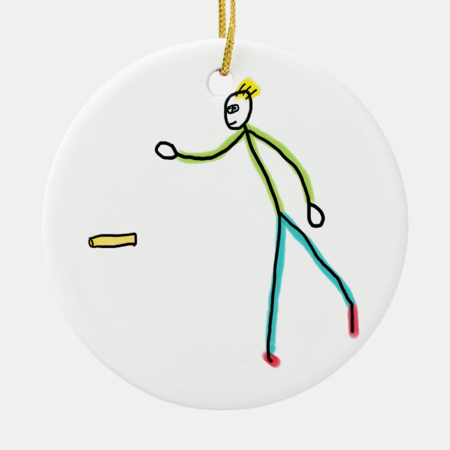 Kubb spielender Stickman Keramik Ornament (Vorne)