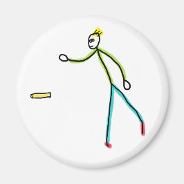 Kubb Spielender Stickman Magnet