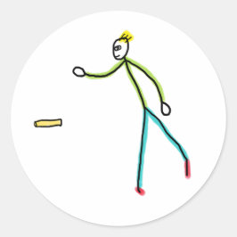 Kubb spielender Stickman Runder Aufkleber