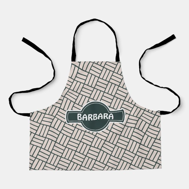 Kubes Beige Schwarz Minimalmuster Schürze (Vorderseite)