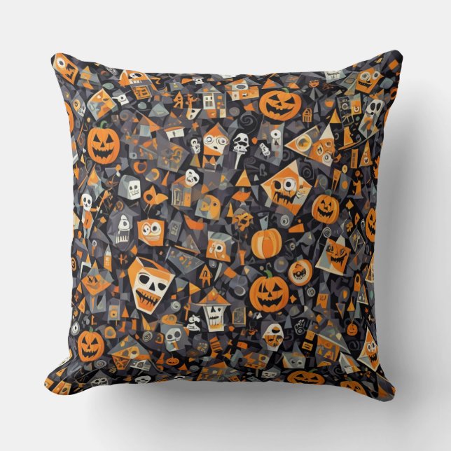 Kubismus Halloween Design Kissen (Vorderseite)
