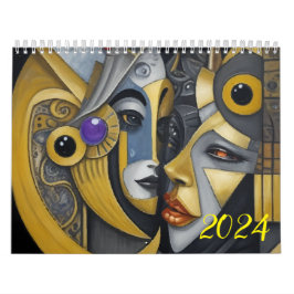 Kubismus im Stil von Picasso. 2024 Kalender