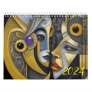 Kubismus im Stil von Picasso. 2024 Kalender