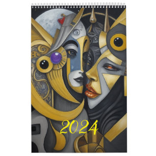 Kubismus im Stil von Picasso. 2024 Kalender