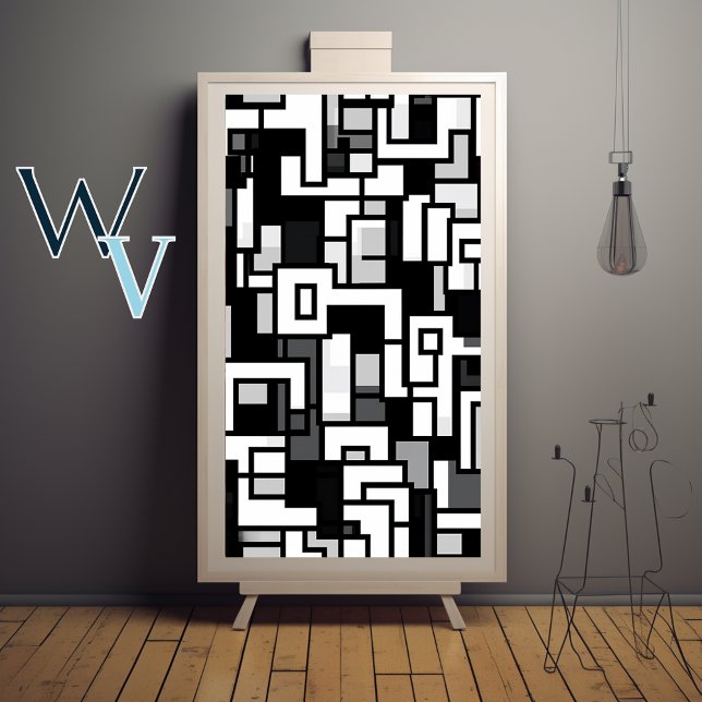 Kubismus Schwarz-Weiß-Kunst Poster (Von Creator hochgeladen)