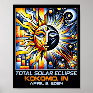 Kubismus Totale Sonnenfinsternis Kokomo Indiana Poster