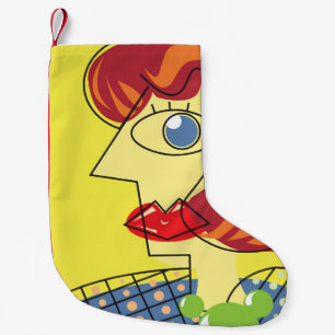 Kubismus weibliches Portrait farbenfroh Kleiner Weihnachtsstrumpf